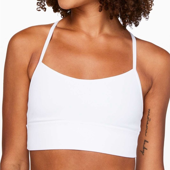 lululemon athletica Tops - Lululemon Flow Y Bra Long Line Nulu White Sports Bra Size 2